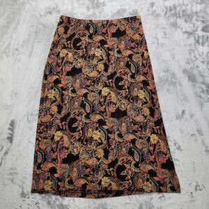 Vintage Mirasol Skirt Womens 1X Multicolor Paisley Pull On Maxi Stretch Acetate